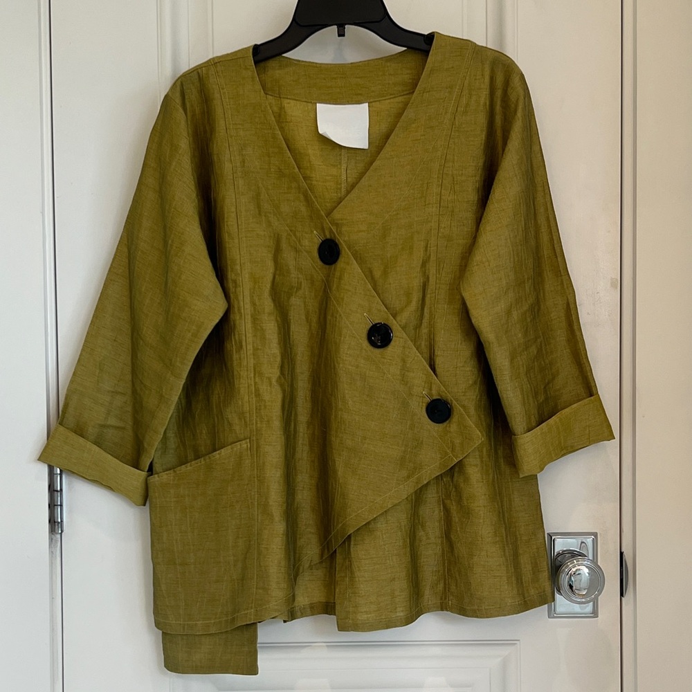 Chic Olive Asymmetrical Button Blouse